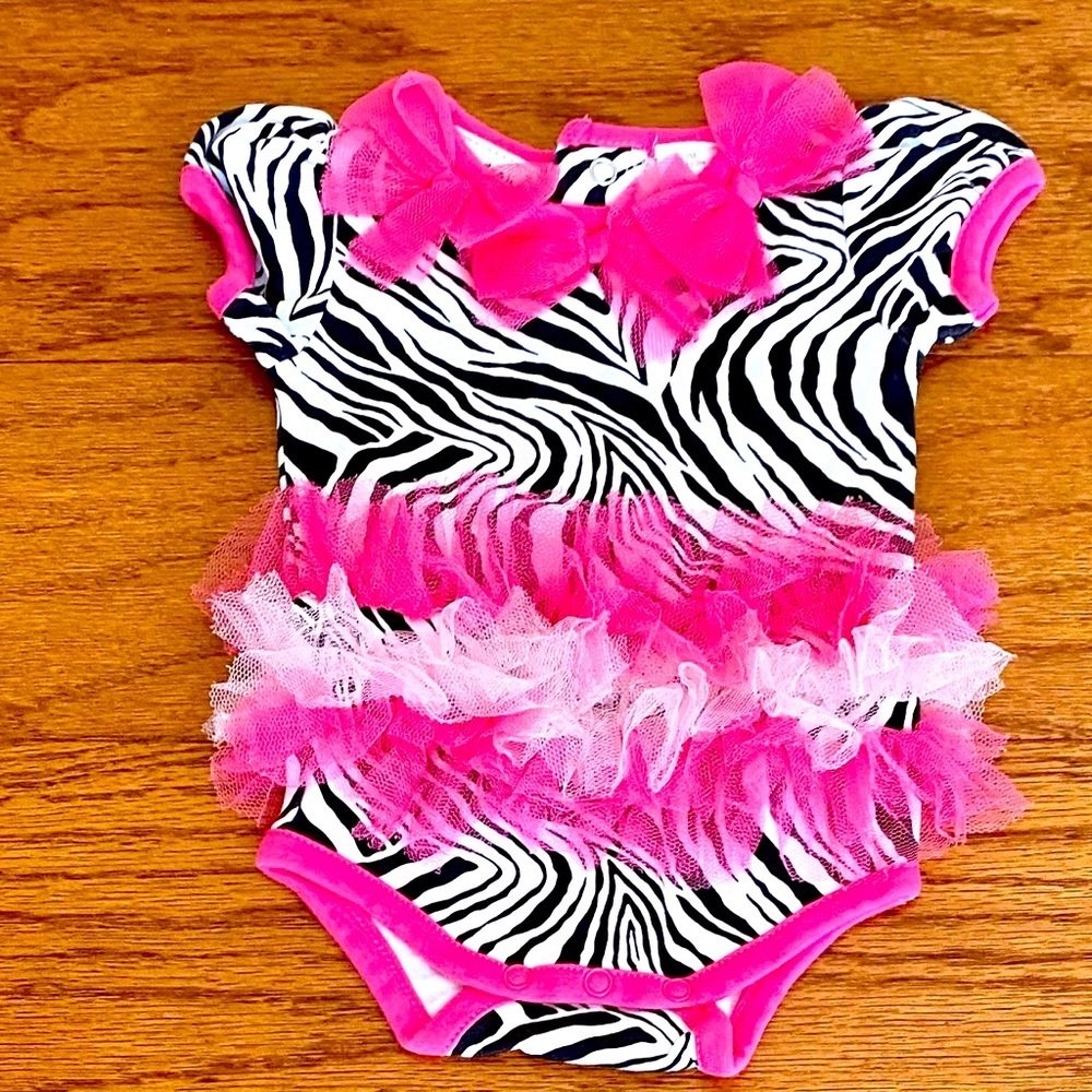 Babyrageous | zebra print with pink tulle accents